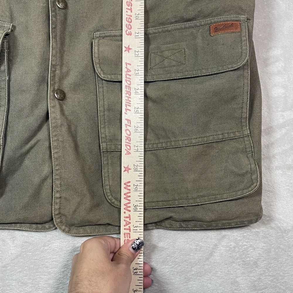 Woolrich Canvas Jacket Mens M Wool Flannel Lined Chore Coat Green Vtg USA - Picture 15 of 15